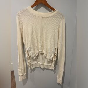Free People Cream Knit Sweatshirt